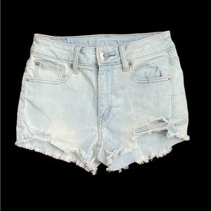 American Eagle Outfitters Light Wash Hi-Rise Shortie Jean Shorts